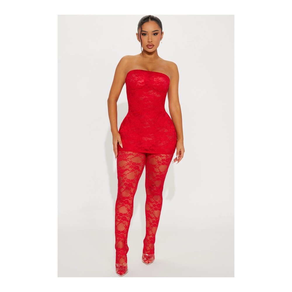 ❤️Red body lace 4pc set❤️